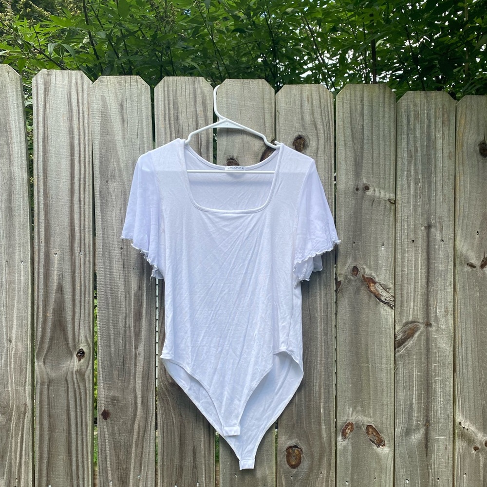 Mango Pop White Scoop Neck Bodysuit